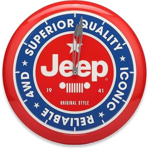 Official JEEP 4WD Genuine Part Round Embossed Metal Hanging Wall Clock Collector - Picture 8 of 8